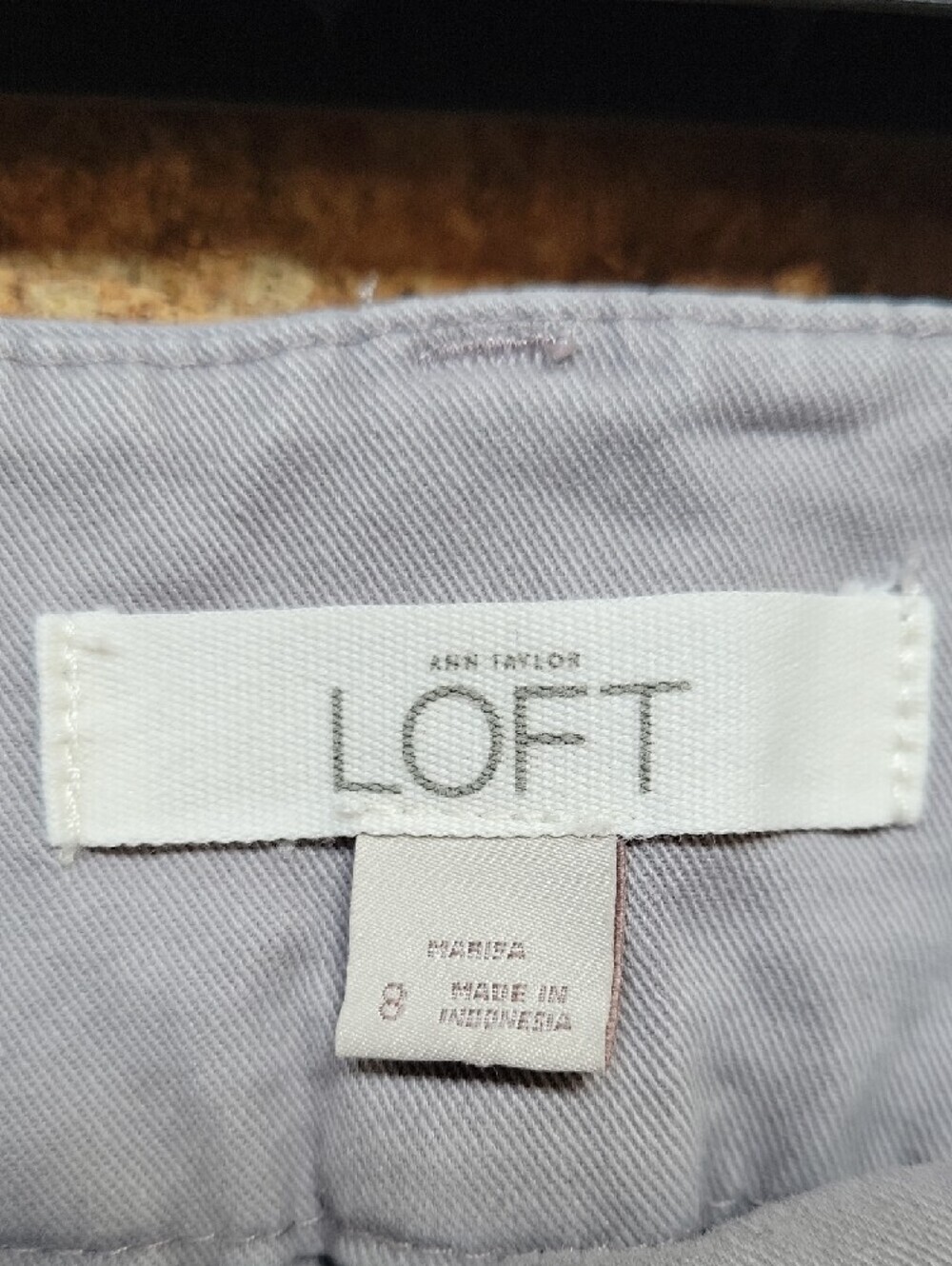 LOFT Cropped Gray Pants Cotton Stretch Size 8 Business Casual - Picture 2 of 10